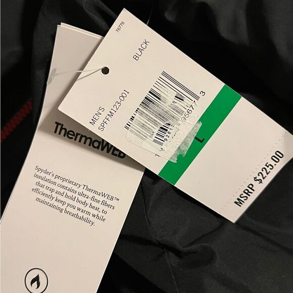 Spyder Mens Colorblock Hooded Jacket Black Gray Red Large New - Picture 9 of 10